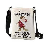 CMNIM Grumpy Dwarfs Crossbody Bag Gifts for Fairy Tale Lovers Grumpy Character Bag Seven Dwarfs Fans Merch WDW Trip Gift, 26022 I'm Retired C