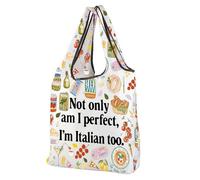 CMNIM Italy Reusable Shopping Tote Bags Italy Travel Gift Italian Food Tote Bag Not Only Am I Perfect I'm Italian Lover Gifts (251013 Italian Too F)