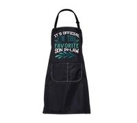 CMNIM It's Official I'm The Favorite Son in Law Apron Gifts for Son in Law from Mother in Law Cooking Aprons with Pockets, Son in Law Apron, Medium