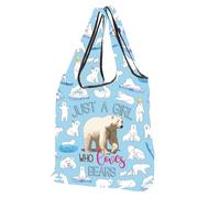 CMNIM Polar Bear Foldable Tote Bag Polar Bears Lover Gift Just A Girl Who Loves Polar Bears Reusable Shopping Grocery Bag (25913 Polar Bear F)