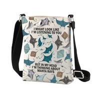 CMNIM Sea Animal Manta Rays Gift Stingray Crossbody Bag Stingray Fish Gift for Stingray Lover Sea Ocean Beach Crossbody Purse, 2578 Manta Rays C