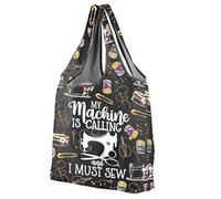 CMNIM Sewing Reusable Grocery Bag Quilting Gifts for Sewing Lovers My Sewing Machine Is Calling I Must Sew Foldable Tote Bag (25913 Sew F)