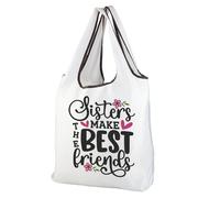 CMNIM Sisters Gift from Sister Reusable Shopping Bag Sisters Make the Best Friend in the World Foldable Bag for Sister in Law (2595 Sister F)