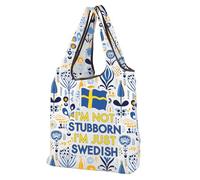CMNIM Sweden Reusable Grocery Bag Scandi Nordic Gifts Swedish Gifts Scandinavian Folk Foldable Shopping Bag for Swedish Expat, 251128 Sweden F