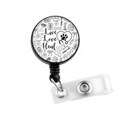 CMNIM Vet Tech Badge Reels Retractable Veterinary Badge Holders Veterinarian Technician Gift Live Love Heal Vet Staff Gifts (260127 Live Love Heal Badge)