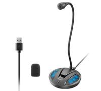 CMOCIIY Plug & Play USB Computer Microphone, Flexible Gooseneck Desk Microphone for Podcasting, Streaming, Conference, Noise Canceling Microphone with Mute Button LED for PC/Mac