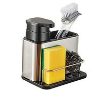 CMOISO Kitchen Sink Organiser, Sponge Holder, Stainless Steel Organizer With Soap Dispenser and Storage for Kitchens or Bathrooms