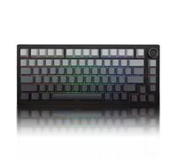 Cmokifuly K81 75% Gasket Mechanical Keyboard Black Gradient, 8000mAh Wireless 3 Modes Hotswap White Linear Switch, RGB Backlit with Rotary Knob PBT Keycaps for Win/MAC/PS5/Xbox