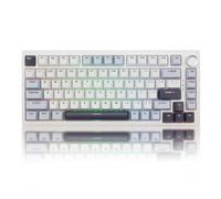 Cmokifuly K81 75% Gasket Mechanical Keyboard UK Layout - Wireless 3 Modes (2.4G/Bluetooth/Type-C) Hotswap Green Linear Switch, RGB Backlit with Rotary Knob, PBT Keycaps for Win/MAC/PS5 (Light Blue)