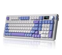 Cmokifuly L98 98 Key Membrane Keyboar- Purple, 3 Modes Bluetooth 5.1/2.4G/Type-C, Gasket Mounted RGB 19 Modes with Screen&Rotary Knob, Quiet Gaming Office Keyboard for Win/MAC/PS5
