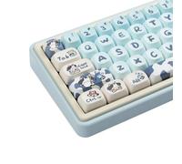 Cmokifuly MOA Shape Keycaps - Cute Cow Custom 142 Keys PBT Colored Set for Mechanical Keyboards (Blue Cow)