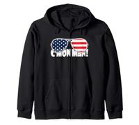 C'mon Man T Meme Funny Come On Man Quote USA Flag Sunglasses Zip Hoodie