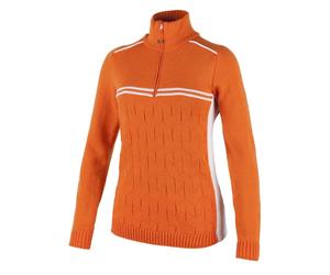 Cmp Knit Sweater Leisure Pullover Wool Jumper Orange Collar Stretch