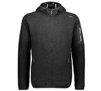 CMP Men's Knit Tech Fleece Jacket with Hood, Black-Glacier, 56