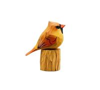CMQTHINGS Garden decor Small Wooden Bird Statues Home Décor Handmade Animal Figurine Hand Carved Crafts Decorative Sculpture Outdoor Statue(Orange)