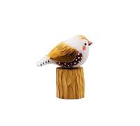 CMQTHINGS Garden decor Small Wooden Bird Statues Home Décor Handmade Animal Figurine Hand Carved Crafts Decorative Sculpture Outdoor Statue(Brown)
