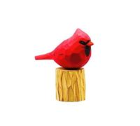 CMQTHINGS Garden decor Small Wooden Bird Statues Home Décor Handmade Animal Figurine Hand Carved Crafts Decorative Sculpture Outdoor Statue(Red)