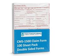 CMS 1500-100 Sheet Pack - Health Insurance Claim Forms, HCFA Version 02/12, Double Sided, 8.5" x 11", Laser/Ink-Jet Compatible