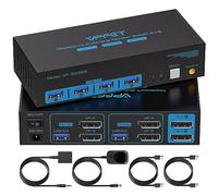 CMSTEDCD 8K@60Hz Displayport KVM Switch 2 monitors 2 Computers USB 3.0 KVM Switches for 2 Computers Share Dual Monitors and 4 USB Devices Support 4K@120Hz DP 1.4