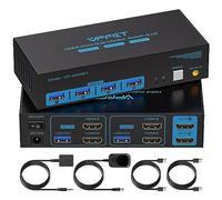 CMSTEDCD 8K@60Hz HDMI KVM Switch 2 Monitors 2 Computers USB 3.0 KVM Switches for two Computers share Dual Monitor and one set of Keyboard Mouse Hard disk,12V/1A DC adapter,Wired Controller Included
