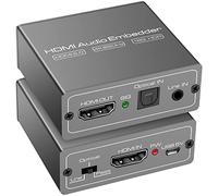 CMSTEDCD HDMI Audio Embedder Inserter Digital Analog Audio + DVI to HDMI Support TOSLINK Optical 3.5mm Jack AUX Audio Input 4K60Hz 18Gbps HDR CEC HDCP2.2