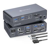 CMSTEDCD KVM Docking Station 4K120Hz Displayport USB C 13-in-1 KVM Switch 2 PC 2 Monitor for Laptops & Desktops Sharing Multiple Devices with 12V Power Adapter