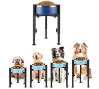 Cmswiftify Single Dog Bowl Stand,Tall Dog Food Stand Adjustable Wide 7-11" Heights 14.5",Metal Elevated PET Bowl Holder Raised Water Feeder for Medium,Large Dog(Bowl Not Included)