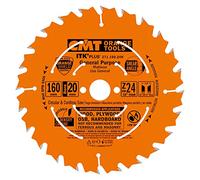 CMT 271.160.24H ITK Plus RIP and Crosscut Saw Blade HW 160X1.8/1.2X20(+16) Z=24 ATB+Shear