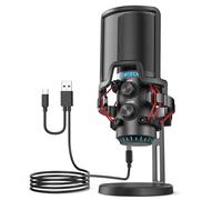 CMTECK USB Microphone for PC, Condenser Mic for Streaming, Podcasting, Video, Meeting, Gaming, Gain Control, Monitoring Headphone Jack, Anti-Vibration Shock Mount and Pop Filter (Posh Black)