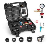 Coolant Vacuum Refill Tool Kit Engine Cooling System Vacuum Purge & Refill Kit New Coolant Bleeder Kit with 4 Rubber Sleeves & 1 Universal Adapter Cone Plug (with Carrying Case) (4 Connectors)