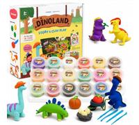 CMTOOP Air Dry Clay Kit, Dinosaur Story Theme Modeling Clay for Kids, 18 Tubs Soft Magic Molding Air Clay with Sculpting Tools, Non-Toxic & Mess-Free, DIY Arts and Crafts Gifts for Boys and Girls