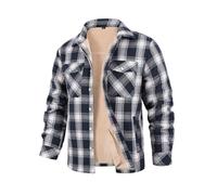 CMTOP Men's Fleece Shirt Jacket Winter Padded Button Down Shirt Warm Work Jackets Lumberjack Shirts Casual Checked Coat with Pockets