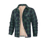 CMTOP Men's Fleece Shirt Jacket Winter Padded Button Down Shirt Warm Work Jackets Lumberjack Shirts Casual Checked Coat with Pockets