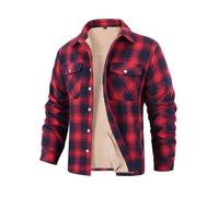 CMTOP Men's Fleece Shirt Jacket Winter Padded Button Down Shirt Warm Work Jackets Lumberjack Shirts Casual Checked Coat with Pockets