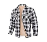 CMTOP Men's Fleece Shirt Jacket Winter Padded Button Down Shirt Warm Work Jackets Lumberjack Shirts Casual Checked Coat with Pockets