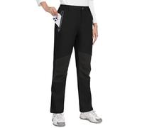 CMTOP Waterproof Trousers Womens Hiking Walking Pants Thermal Fleece Lined Ladies Winter Outdoor Lightweight Windproof Warm Softshell Ski Snow Pants with Zipper Pockets Black