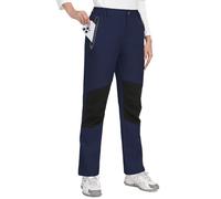 CMTOP Waterproof Trousers Womens Hiking Walking Pants Thermal Fleece Lined Ladies Winter Outdoor Lightweight Windproof Warm Softshell Ski Snow Pants with Zipper Pockets Navy
