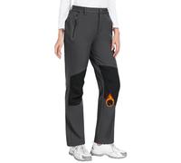 CMTOP Waterproof Trousers Womens Hiking Walking Pants Thermal Fleece Lined Ladies Winter Outdoor Lightweight Windproof Warm Softshell Ski Snow Pants with Zipper Pockets Dark Grey