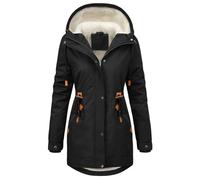 CMTOP Winter Jackets for Women Mid-Length Fleece Lined Hooded Parka | Thick Windproof Coat, Adjustable Waist Thermal Outwear with Pockets for Commute Camping Daily Wear