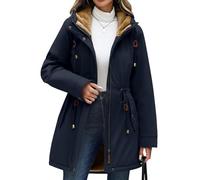 CMTOP Winter Waterproof Jackets for Women Warm Fleece Lined Coats Zipper Hooded Parka Windproof Thicken Functional Overcoat Long Sleeves Fashion Outerwear with Pockets(Navy Blue, L)