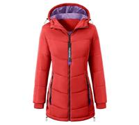CMTOP Women's Coats Winter Jackets for Women Warm Lightweight Coats for Women Thermal Zipper Ladies Coats Water Repellent Hooded Windproof Womens Coats with Pockets for Leisure Outdoors(Red,S)