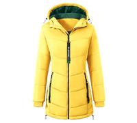 CMTOP Women's Coats Winter Jackets for Women Warm Lightweight Coats for Women Thermal Zipper Ladies Coats Water Repellent Hooded Windproof Womens Coats with Pockets for Leisure Outdoors(Yellow,L)