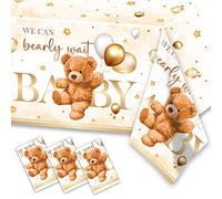 CMUSKO 3Pcs We Can Bearly Wait Tablecloths Teddy Bear Baby Shower Decorations for Boy