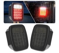 CMVT Auto Universal 38 LED Replacement Tail Lights Taillights for Jeep Wrangler TJ YJ CJ, Smoke Lens BAR Square Brake Stop Turn Signal Reverse w/License Plate lamp Assembly, 2PCS