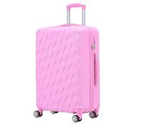 CMY 24" Medium Super Lightweight Hard Shell ABS+PC Travel Hold Check in Luggage Suitcase with 4 Dual Spinner Wheels Trolley Bag 3 Digit Combination Lock Telescopic Handle (Pink, 24)