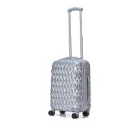 CMY Cabin Suitcase Super Lightweight Durable ABS Carry on Suitcase with 4 Dual Spinner Wheels and Built-in 3 Digit Combination Lock Ideal Travel Bag & Luggage Sets (Silver, 20 inches)