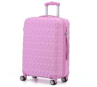 CMY Hard Shell Medium Suitcase Check-in Luggage - Lightweight 4-Wheel ABS 24" with Spinner Wheels - 3 Digit Combination Lock - Durable Travel Trolley Bag (Pink)