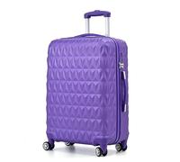 CMY Hard Shell Medium Suitcase Check-in Luggage - Lightweight 4-Wheel ABS 24" with Spinner Wheels - 3 Digit Combination Lock - Durable Travel Trolley Bag (Purple)