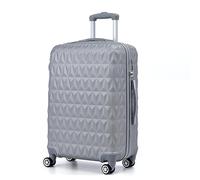 CMY Hard Shell Medium Suitcase Check-in Luggage - Lightweight 4-Wheel ABS 24" with Spinner Wheels - 3 Digit Combination Lock - Durable Travel Trolley Bag (Silver)