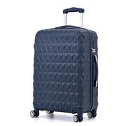 CMY Hard Shell Medium Suitcase Check-in Luggage - Lightweight 4-Wheel ABS 24" with Spinner Wheels - 3 Digit Combination Lock - Durable Travel Trolley Bag (Navy)